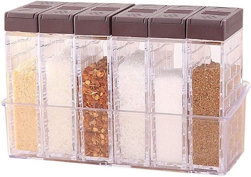 Thumbnail - Lablanc - Set mit 6 transparenten Gewürzboxen, Gewürzbehälter aus Kunststoff, Küchengewürzbox mit Tablett zur Gewürzaufb...