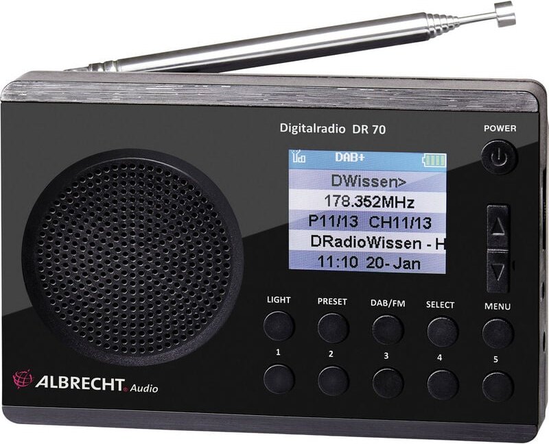 Dr 70 Kofferradio dab+, ukw Taschenlampe Schwarz - Albrecht