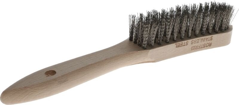 Drahtbürste 4-reihig, Handdrahtbürste mit Stiel aus Holz, Stahldraht rostfrei gerade - Osborn