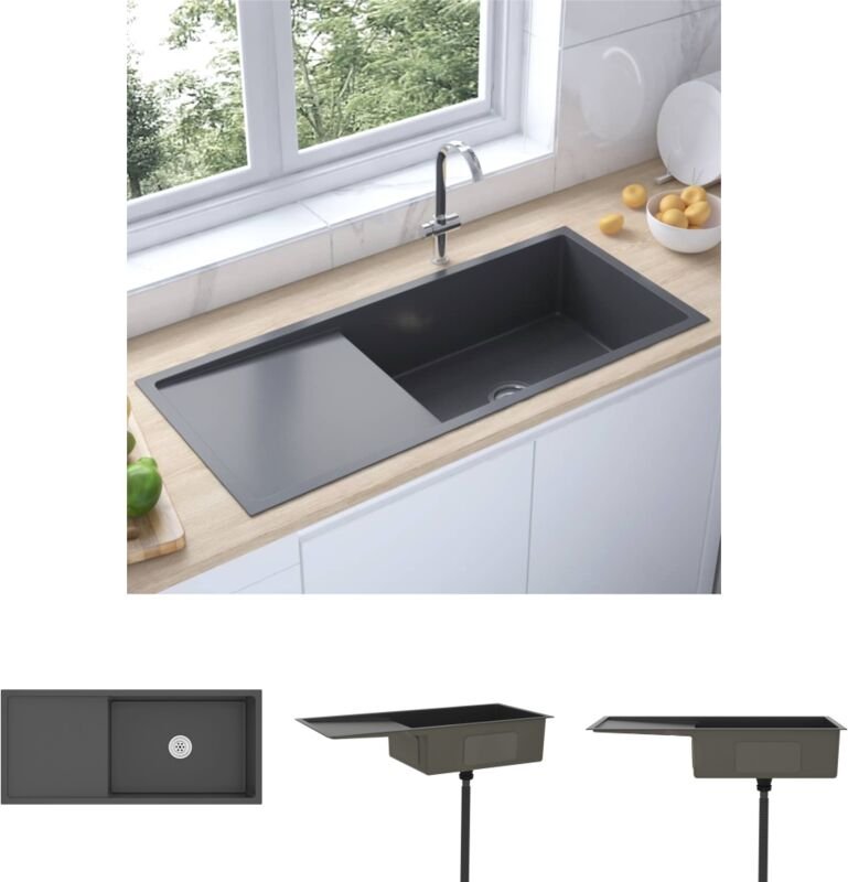 The Living Store Handgemachte Einbauspüle Schwarz Edelstahl - Küchenspülen & Spülbecken