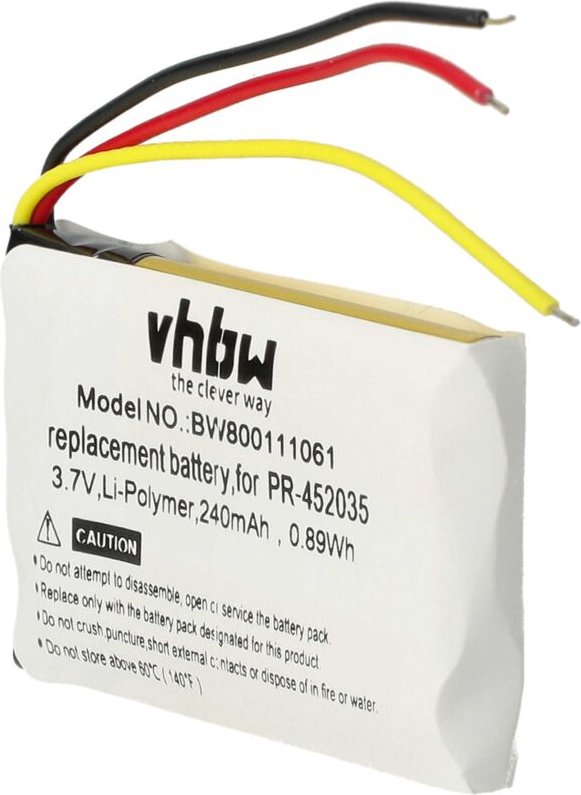 Vhbw - Akku Ersatz für Mio 338040000101, 402035 (1ICP5/21/36) für Wireless Headset Kopfhörer (240mAh, 3,7V, Li-Polymer)