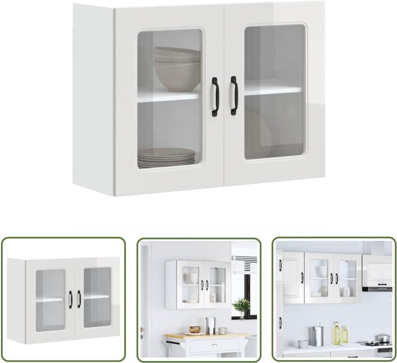 The Living Store - vidaXL Küchen-Hängeschrank mit Glastür Hochglanz-Weiß Holzwerkstoff