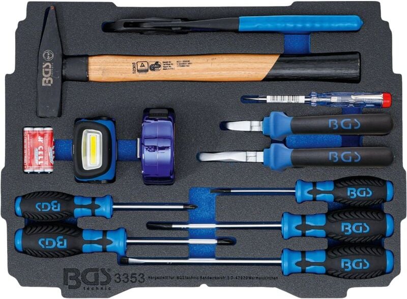 Schaumeinlage für Art. BOXSYS1 & 2: Hammer-, Zangen-, Schraubendreher-Satz 12-tlg.