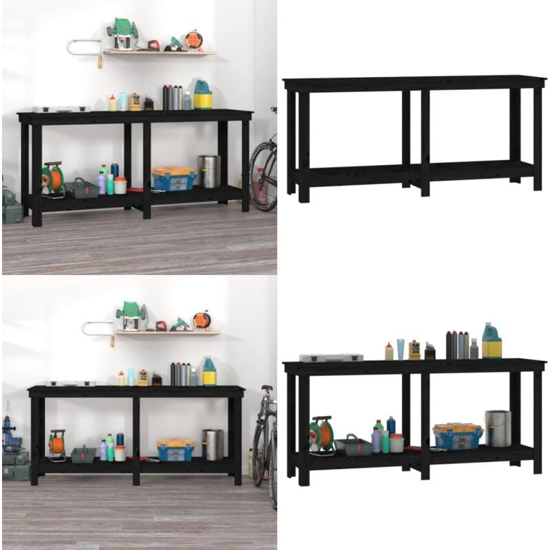 Werkbank Schwarz 180x50x80 cm Massivholz Kiefer - Werkbank - Werkbänke - Home & Living - Schwarz