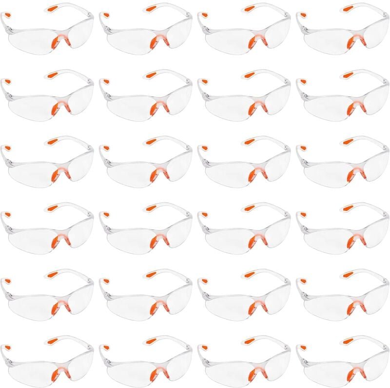 24 Stück transparente Schutzbrillen – Schutzbrillen mit Kunststoffgläsern, Nasensteg und Gummibügelspitzen für Komfort –...