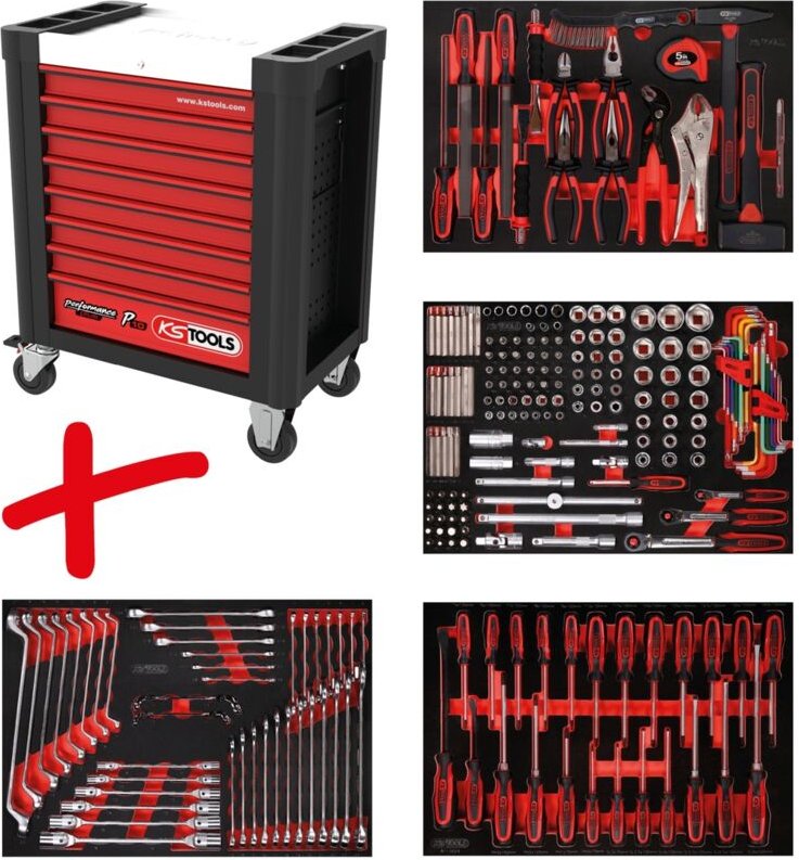 Thumbnail - Ks Tools Performanceplus Werkstattwagen-Satz P10 mit 241 Werkzeugen für 4 Schubladen