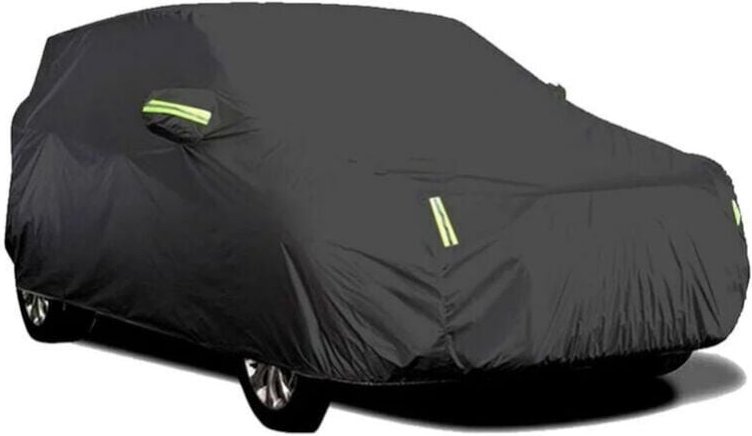Outdoor-Autoabdeckung, atmungsaktiv, UV-beständig, staub- und schneebeständig, mit fester Schnalle, schwarz, reflektiere...