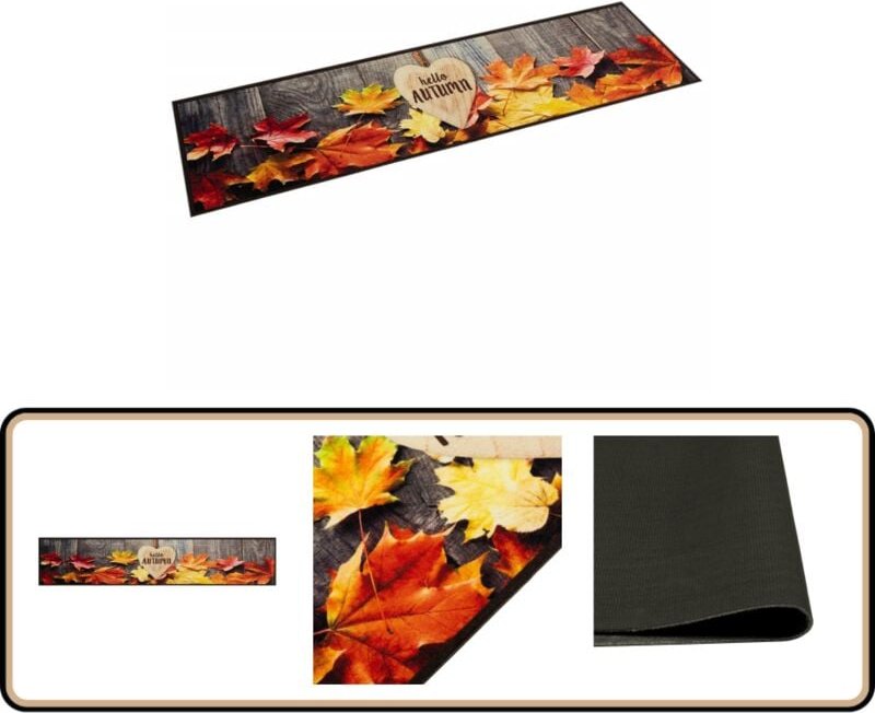 Küchenteppich Waschbar Herbst 60x300 cm Samt - Küchenläufer - Samt - Laufmatte - Rutschfest - Maschinenwäsche