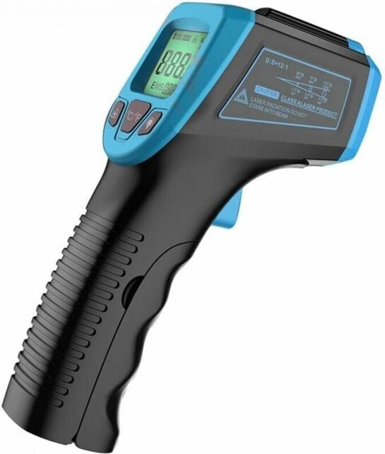 Thumbnail - Blaues Infrarot-Thermometer, berührungslose digitale Laser-Temperaturpistole -58 °fa 1112 °f (-50 °ca 600 °c) mit LCD-Di...