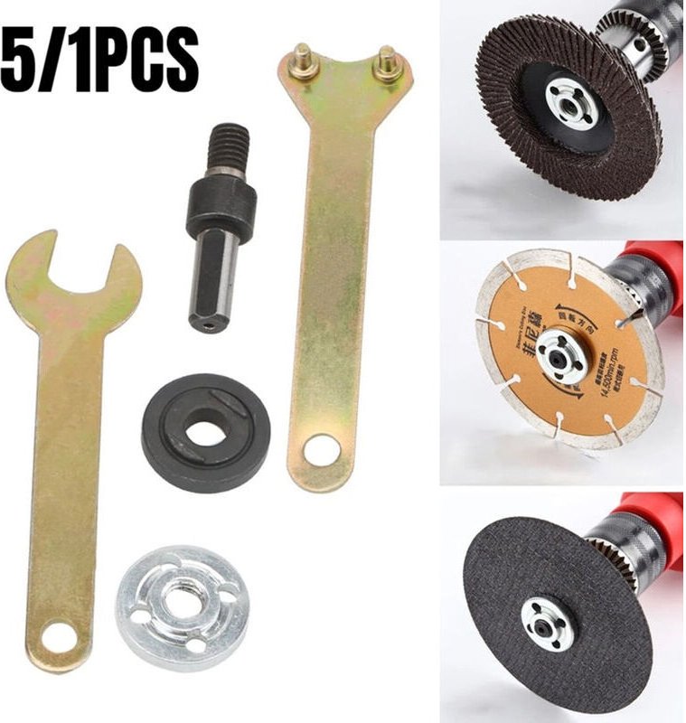 3/8"(10mm) Bohrer Winkelschleifer Bohrfutter Adapter Scheibenhalter 2 Schlüssel 5 in 1 Set