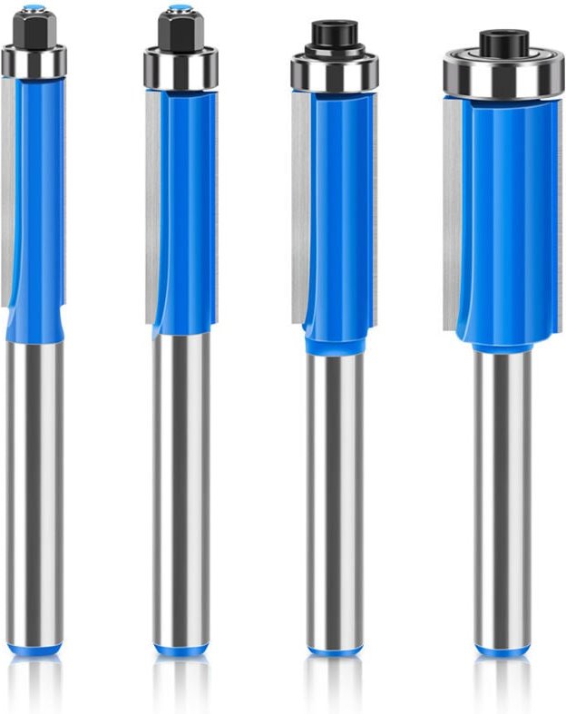 Thumbnail - Shining House - 4Pcs 1/4 Flush Trim Router Bits Holzbearbeitung Fräser diy Werkzeuge mit Top Lager Schaft