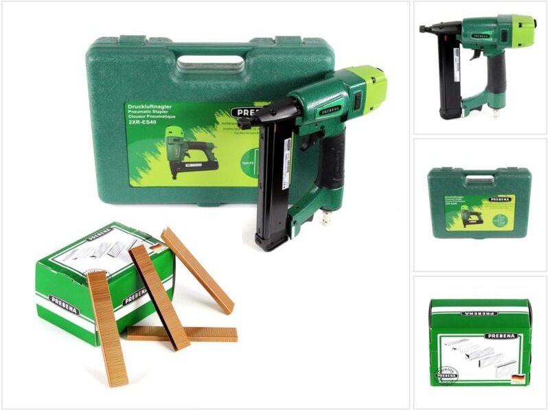 Prebena - 2XR-ES40 Klammergerät Druckluft Nagler im Transportkoffer Typ es + 7800x ES18CNKHA Heftklammern