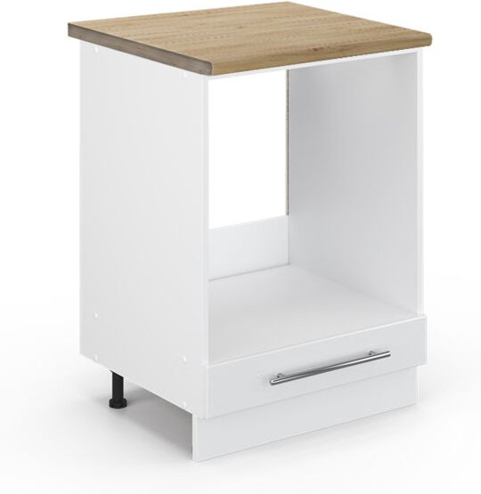 Thumbnail - Vicco - Herdumbauschrank Fame-Line, Weiß Hochglanz, 60 cm , ap Eiche