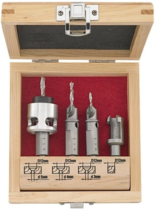 Fortis - Terrassendielenbohrer Set5-tlg. 3,4,5 mm + Zubehör