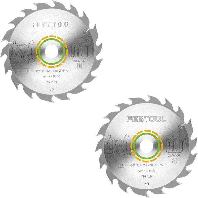 Hw 160x2,2x20 W18 Kreissägeblatt wood standard 2 Stk. ( 2x 768129 ) 160 x 2,2 x 20 mm 18 Zähne für alle Holzwerkstoffe, ...