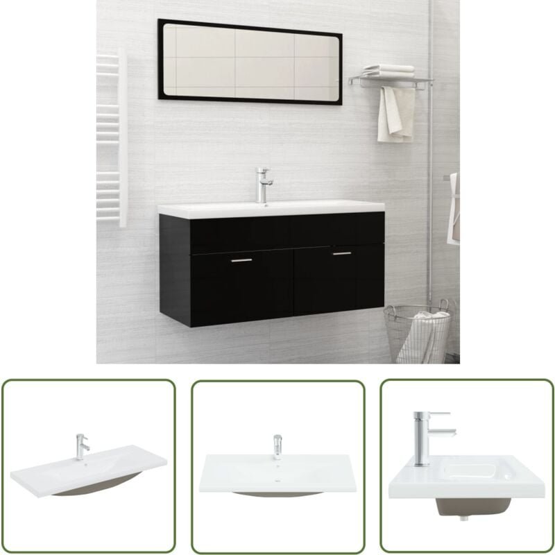 The Living Store - Einbauwaschbecken mit Wasserhahn 101x39x18 cm Keramik Weiß - Einbaubecken - Waschbecken - Keramikwasc...