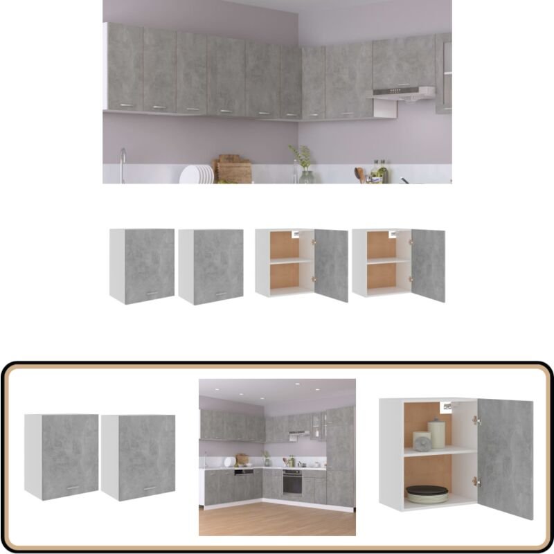 Hängeschränke 2 Stk. Betongrau 50x31x60 cm Holzwerkstoff - Küchenschränke - Hängeschränke - Betongrau - Holzwerkstoff - ...