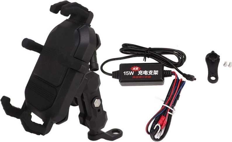 Jeffergarden 2 in 1 Motorrad Telefonhalterung 720 ° Rotation Regenfisch 15W drahtloses Ladegerät für 3,5–6,5 Zoll Handy