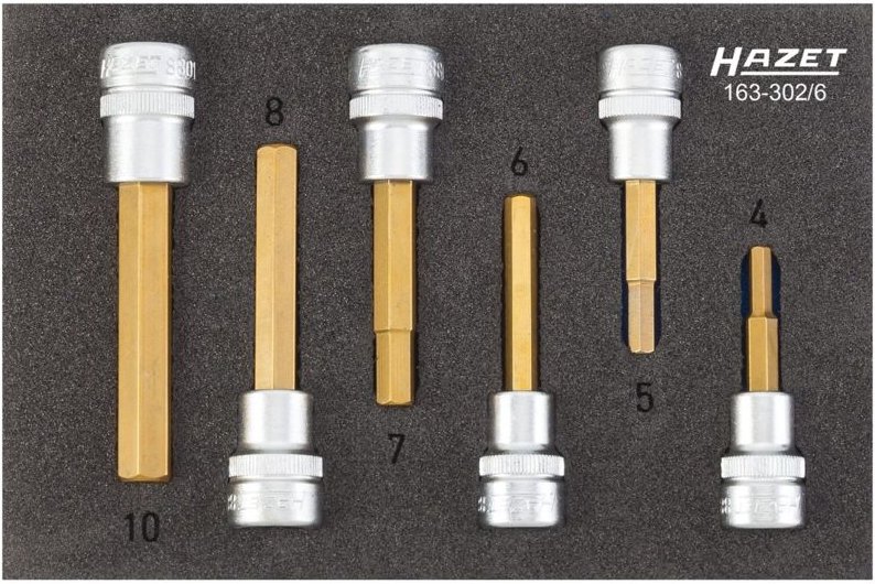 Schraubendreher-Steckschlüsseleinsatz Satz, Vierkant hohl 10 mm (3/8), Innen-Sechskant Profil, 4 - 10, Anzahl Werkzeuge:...