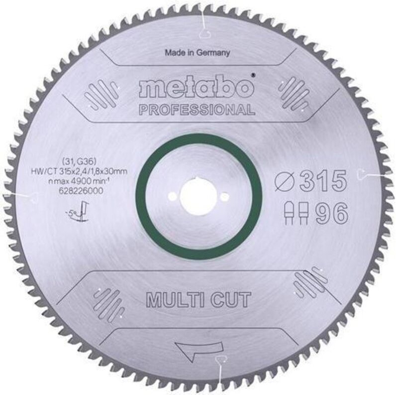 Sägeblatt Metabo multi cut professional 315x30, Z96 fz/tz, 5Grad neg.