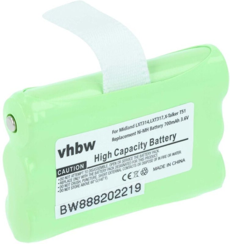 Vhbw - Akku kompatibel mit Midland LXT365, LXT376, LXT420, LXT440, LXT460, LXT480, LXT600 Funkgerät, Walkie Talkie (700m...
