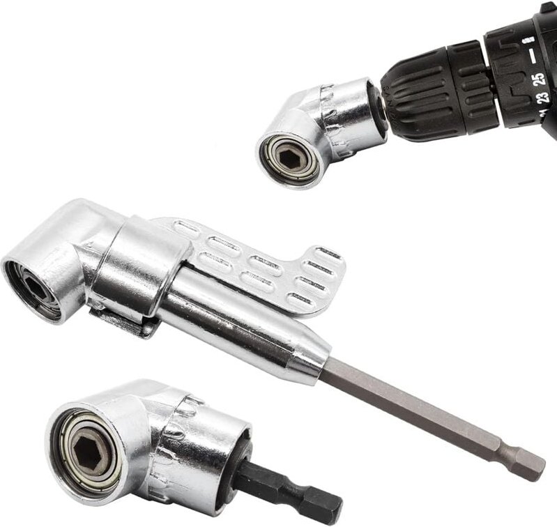 Rechtwinkliger Bohrer, Winkelbohrer, rechtwinkliger Schraubendreher, 105 Grad, 1/4 Zoll Sechskantschaft für Bohrer, 2 St...