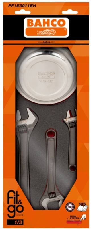 Bahco Fit&Go 1/3 Schaumstoffeinlage, Magnetschale und Rollgabelschlüsselsatz - 4-tlg.