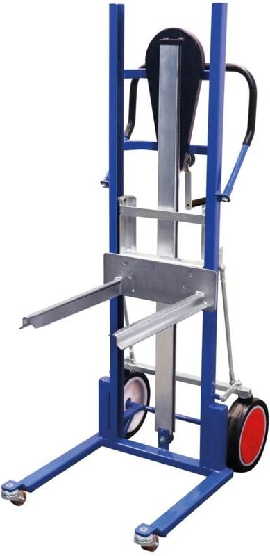 VARIOfit Materialheber mit Gabelzinken Tragkraft 250kg Vollgummibereifung Enzianblau RAL 5010