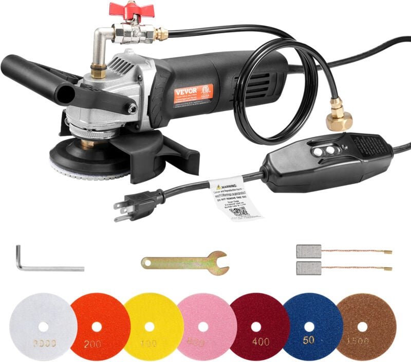 Nass-Steinpolierer, 4 Zoll elektrischer Granitpolierer mit 6 variablen Geschwindigkeiten (1000 bis 4000 U/min) und 7 Pol...