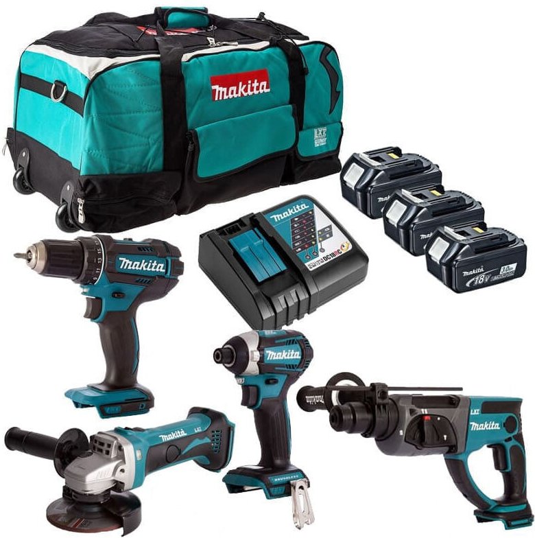 18V (3x3,0 Ah) Werkzeug 4er Pack in einer Trolleytasche - MAKITA DLXCBO026
