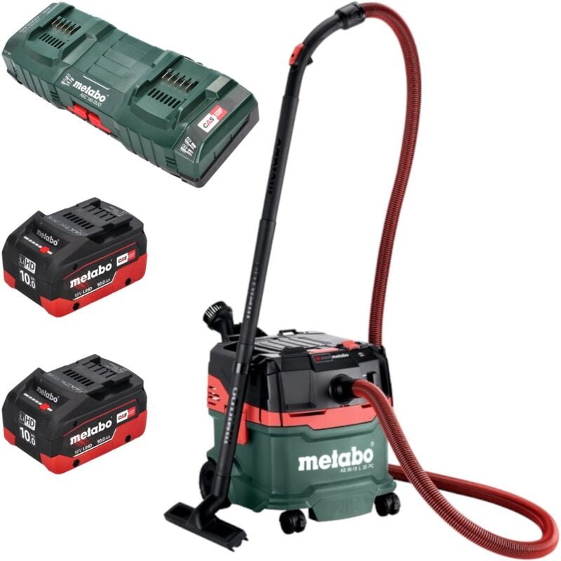 Thumbnail - Metabo AS 36 18 L 20 PC Akku Nass Trocken Sauger 36 V ( 2x 18 V ) 20 L + 2x LiHD Akku 10,0 Ah + Doppelladegerät
