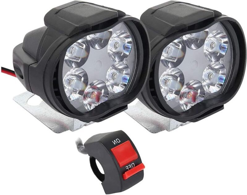 Motorradscheinwerfer LED Zusatzscheinwerfer, 2Pcs Frontscheinwerfer Zusatzscheinwerfer für Motorrad 12V Antibeschlagstra...