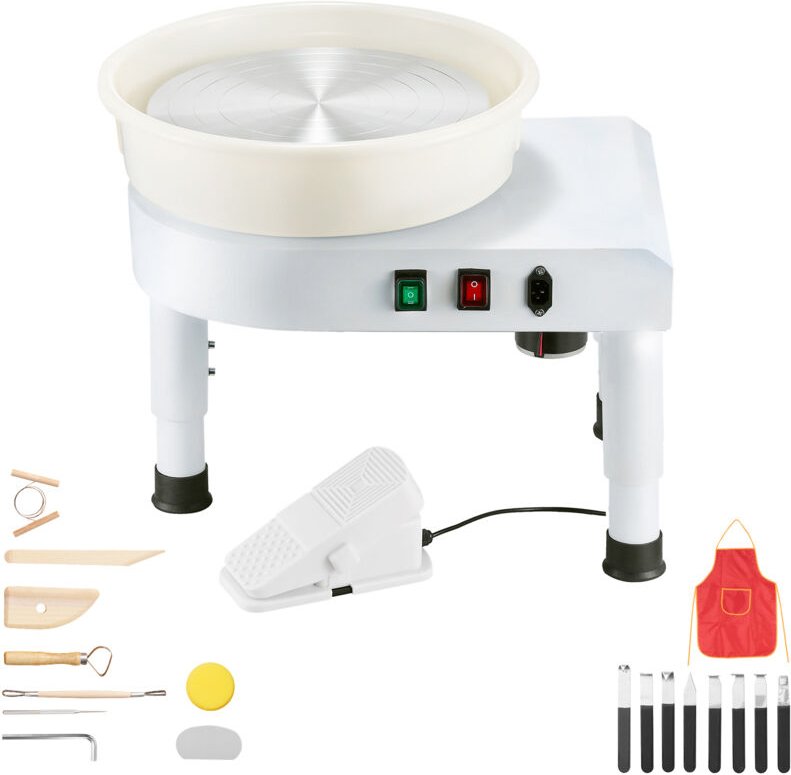 Mophorn Töpferscheibe Keramik-Radformmaschine 450 W (35 cm) mit regulierbarem Pedal, höhenverstellbaren Beinen und abneh...
