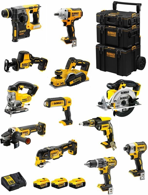 DeWALT Kit DWK1200 (DCD796+DCH273+DCG405+DCF887+DCF894+DCS331+DCS391+ DCS355+DCP580+DCS369+DCL050+DCF620+3x5,0Ah+DCB115+...