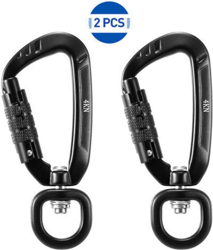 Thumbnail - 2 Stück Taktischer Kletterkarabiner, Hundeleinenkarabiner mit Aluminiumschloss, Drehgelenk, strapazierfähig, automatisch...