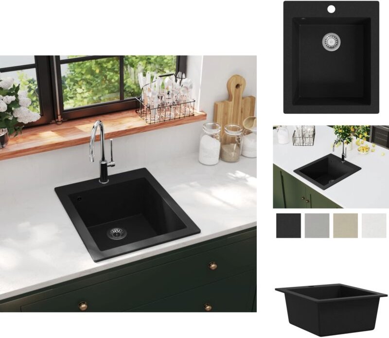 Vidaxl - Küchenspülen & Spülbecken - Living Granitspüle Einzelbecken Schwarz - Schwarz