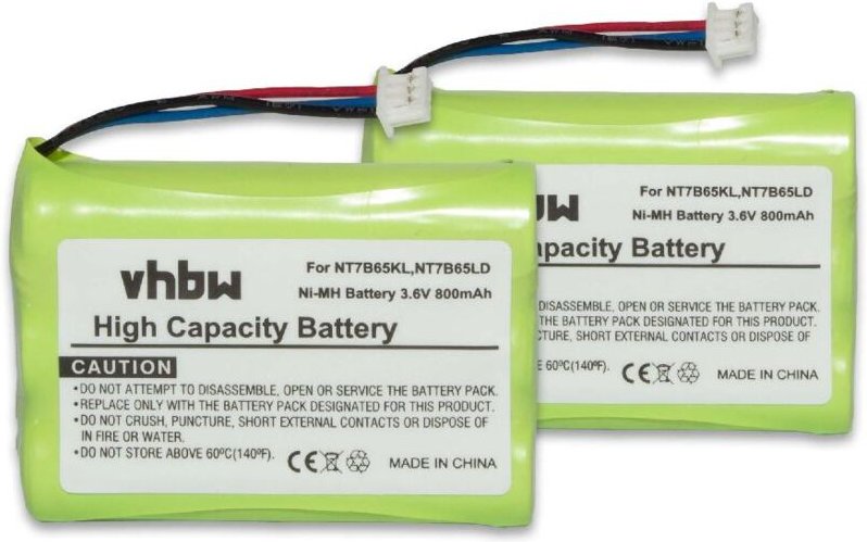 Vhbw - 2x Akku kompatibel mit Avaya WT9620, 20DT schnurlos Festnetz Telefon (800 mAh, 3,6 v, NiMH)