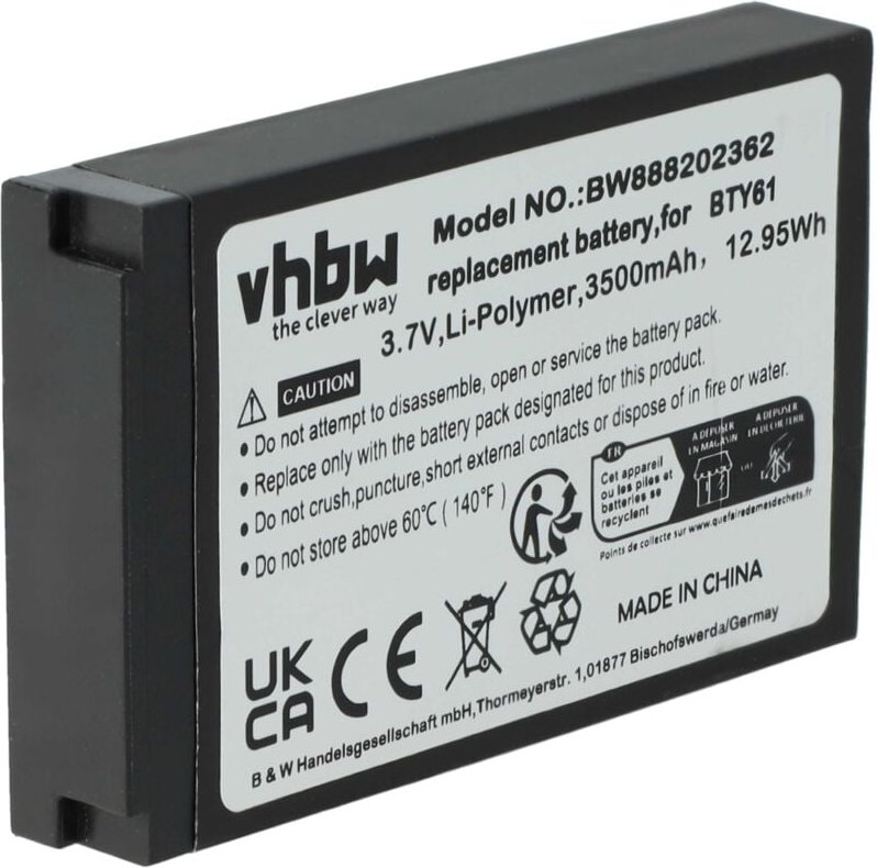 Vhbw - Akku Ersatz für Newland BTY61 für Handheld Computer Scanner (3800mAh, 3,7V, Li-Polymer)