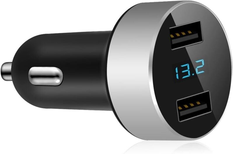 BEBUSINGOTO Dual-USB-Autoladegerät, 4,8 A Ausgang, Zigarettenanzünder-Voltmeter, kompatibel mit Apple iPhone, iPad, Sams...