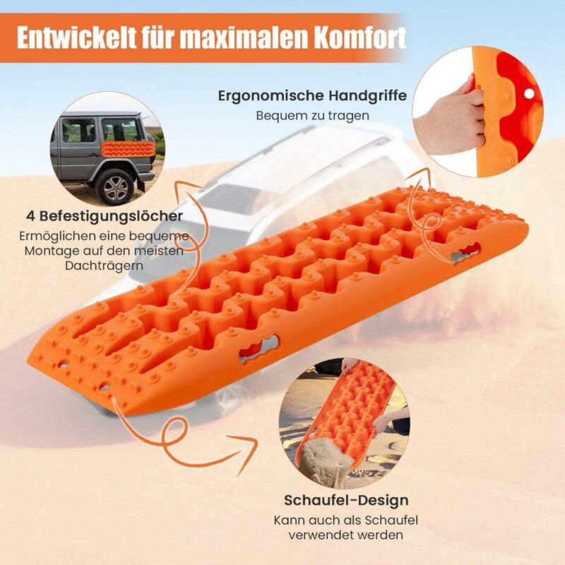 Northix - 2 stucke anfahrhilfe sandbleche offroad reifenleiter fur sandschlammschnee 107 x 31 x 7 cm orange