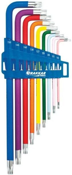 Extra lange Torx-Winkelschlüssel mit Bohrung von tt10 bis tt50 DRAKKAR TOOLS - 68424