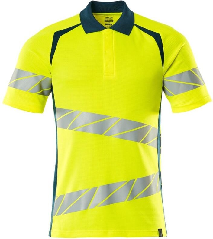 Polo-Shirt, moderne Passform Polo-shirt Gr. 5XLONE, hi-vis gelb/dunkelpetroleum - Mascot
