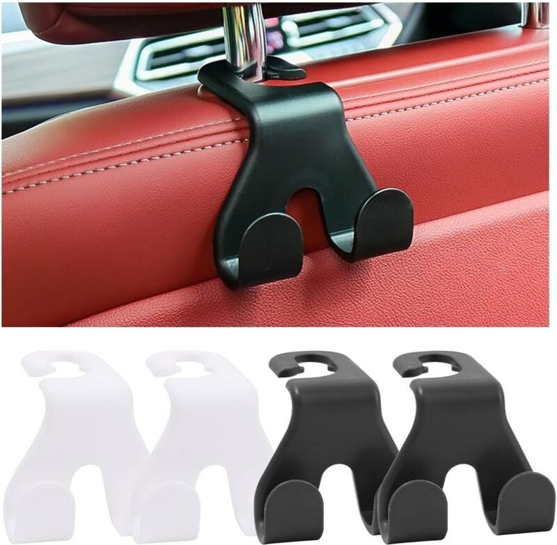 Thumbnail - Sjqka - 4er-Pack Autositzhaken, Kleiderbügelhaken für die Kopfstütze des Auto-Rücksitzes, Handtaschenhalter-Taschenhaken...