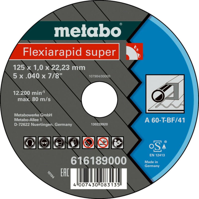 Metabo - Flexiarapid super 125x1,0x22,23 Stahl, Trennscheibe, gerade Ausführung