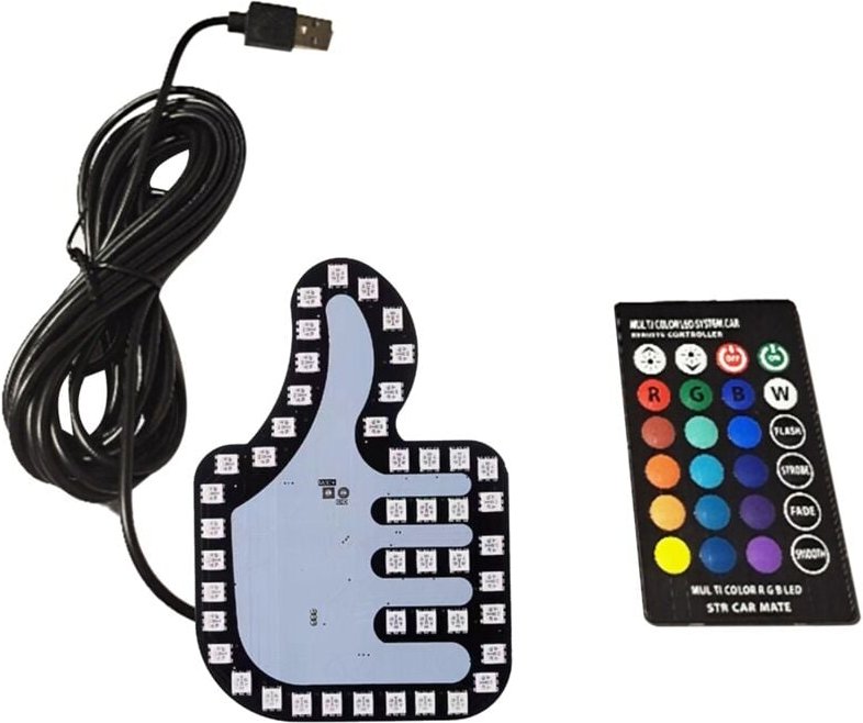 Thumbnail - Universal Lustige Auto Finger Licht mit Fernbedienung Gute Geste Lampe Glow Panel Aufkleber für Auto Fenster Dekorative