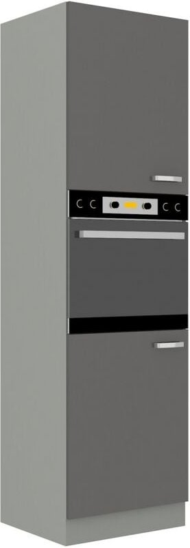 Küchen Preisbombe - Küchen Hochschrank 60cm Hochglanz Grau Küchenzeile Küchenblock Küche Grey Bianca