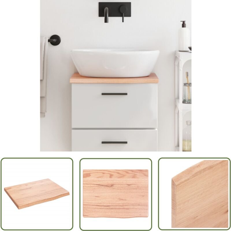 Waschtischplatte Hellbraun 40x30x2 cm Massivholz Behandelt - Waschtischplatte - Eiche - Holzarbeitsplatte - Badrenovieru...