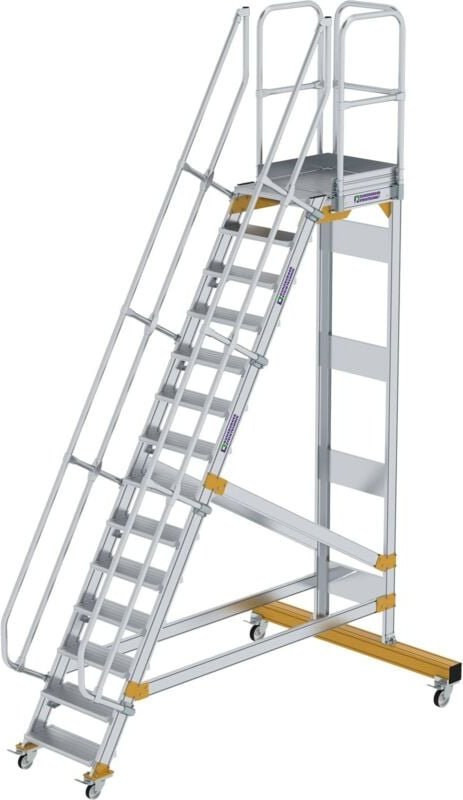 Günzburger Steigtechnik Plattformtreppe 60° fahrbar Stufenbreite 0,6 m 14 Stufen - 600714