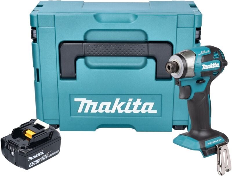 Makita DTD 173 M1J Akku Schlagschrauber 18 V 180 Nm 1/4“ Brushless + 1x Akku 4,0 Ah + Makpac - ohne Ladegerät