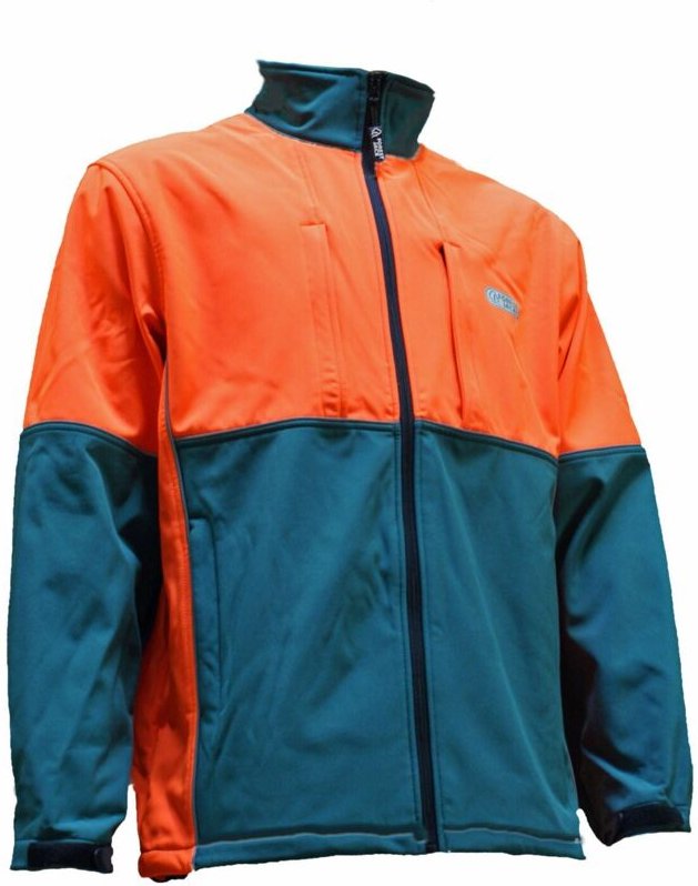 Kwf fpa Forstjacke Softshell grün-orange xs - 4XL Forst-Jacke Wald Holzarbeit